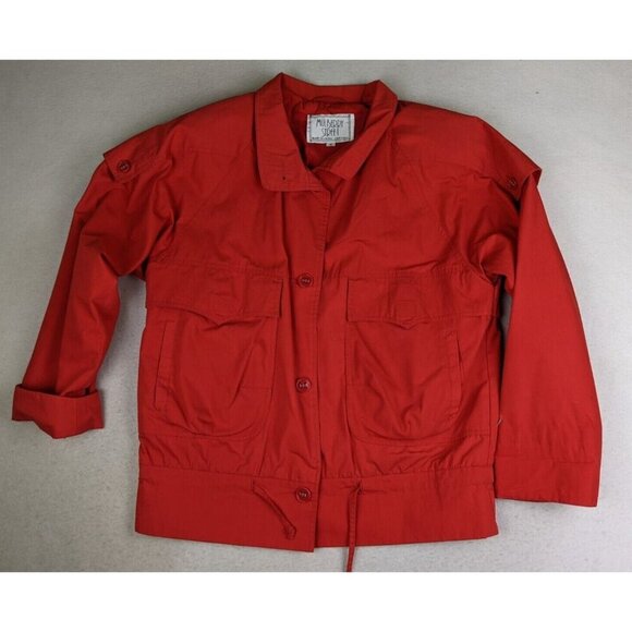 Vintage 80s 90s Women's Jacket Size Medium Mulberry Street Red Oversized Relaxed - Picture 1 of 16